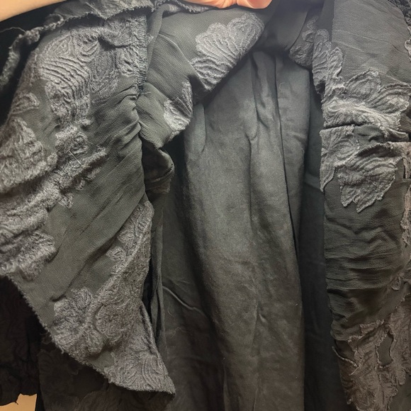 Wilfred Tempest Dress Black Floral Smocked Mini Medium Square Neck Puff Sleeve - Picture 8 of 14